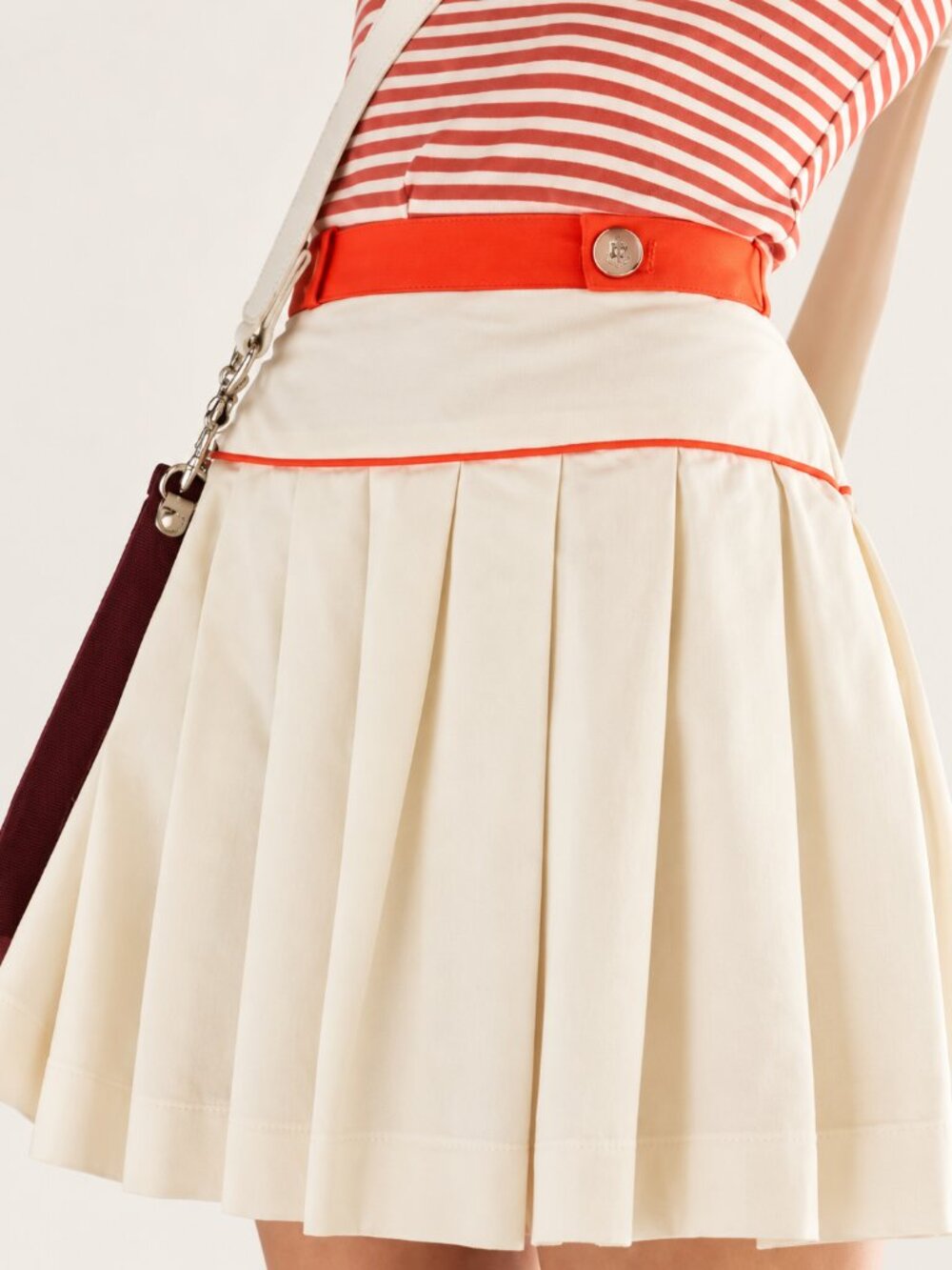 Anthropologie NEW Maeve Cream A-line Pleated Tennis Mini Skirt SZ 6 Preppy Mod